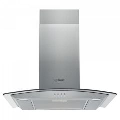 Indesit IHGC65LMX 60Cm Cooker Hood With Curved Glass - Stainless Steel